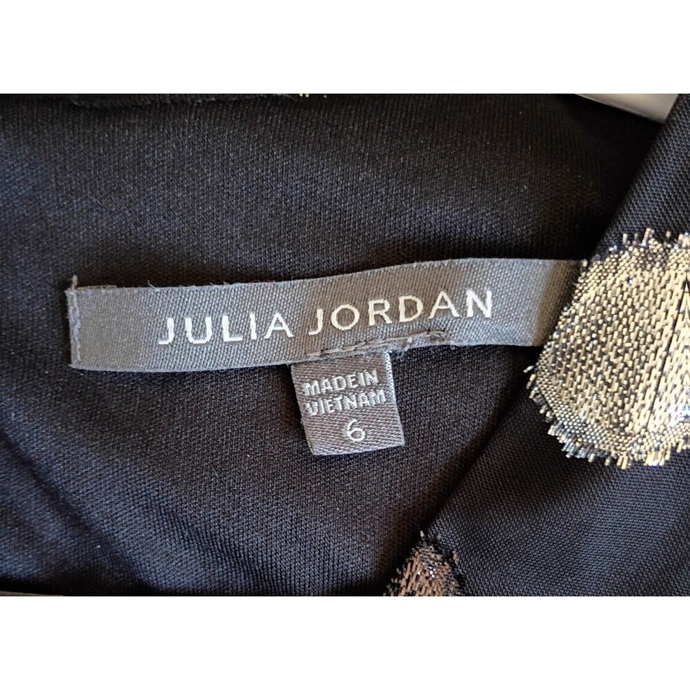 Julia Jordan Sz 6 Fit And Flare Tie Front Clip Dot Chiffon Black Polka Dot Dress - Picture 12 of 14